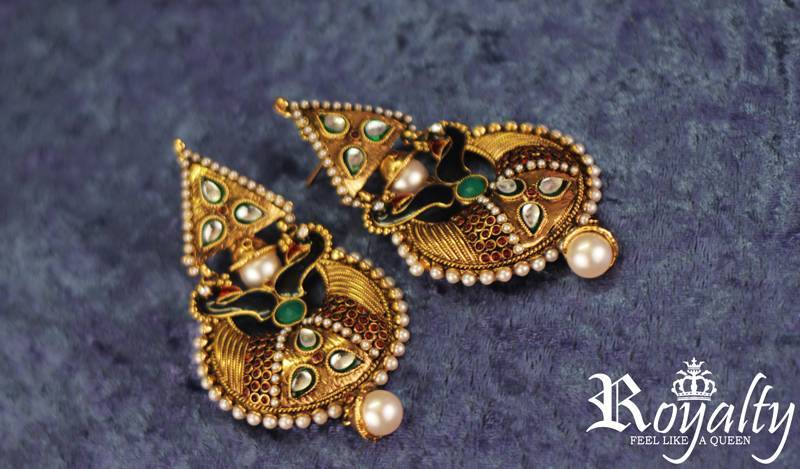 Royal Peacock Polki Earrings