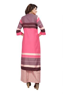 Pink Rayon Party Wear Stitched Kurti Set 2