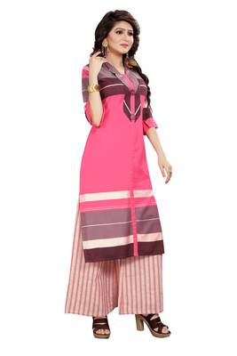 Pink Rayon Party Wear Stitched Kurti Set 3