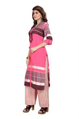 Pink Rayon Party Wear Stitched Kurti Set 4