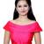 Hot Pink Plain Silk Off Shoulder Back Open Stitched Blouse