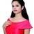 Hot Pink Plain Silk Off Shoulder Back Open Stitched Blouse