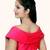 Hot Pink Plain Silk Off Shoulder Back Open Stitched Blouse