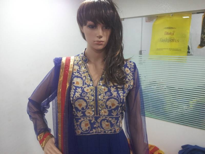 Nargis fakhri in blue georgette anarkali suit