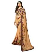 Beige printed georgette saree with blouse