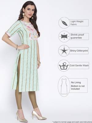 Sky-blue printed crepe kurta 3