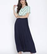 Blue printed crepe kurta