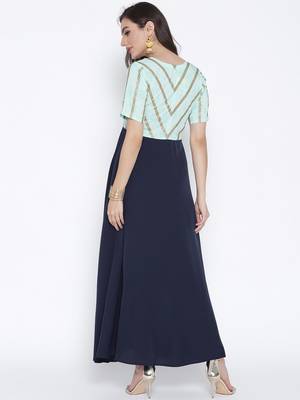 Blue printed crepe kurta 2