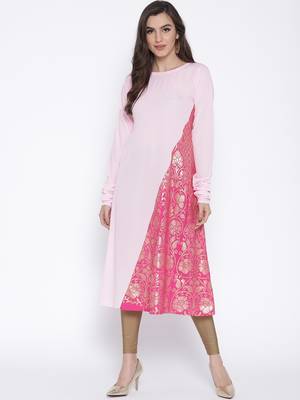 Turquoise printed crepe kurta 1
