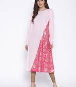 Turquoise printed crepe kurta