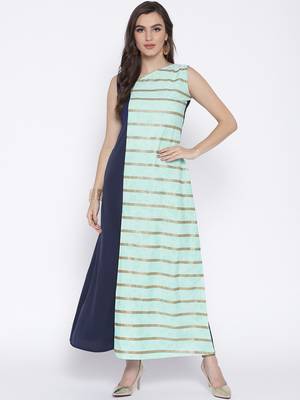Blue printed crepe kurta 1