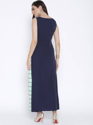 Blue printed crepe kurta 2