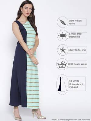 Blue printed crepe kurta 3