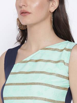 Blue printed crepe kurta 5
