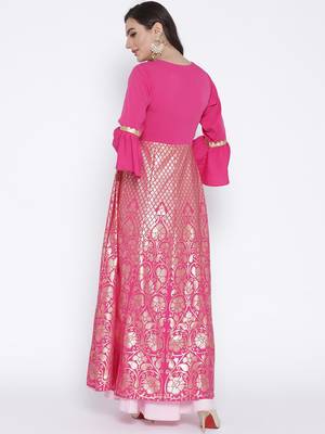 Pink printed crepe kurta 2