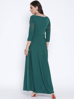 Turquoise printed crepe kurta 2