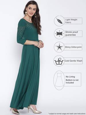 Turquoise printed crepe kurta 3