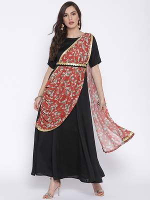 Black printed georgette kurta 1