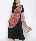 Black printed georgette kurta