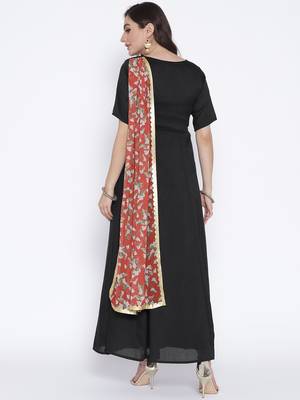 Black printed georgette kurta 2