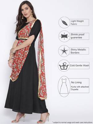 Black printed georgette kurta 3