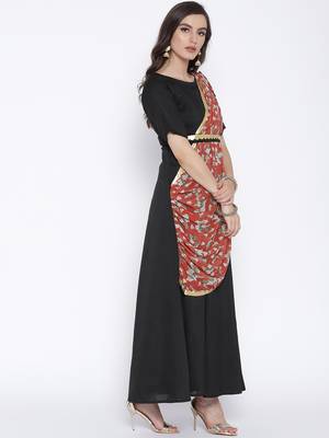 Black printed georgette kurta 4