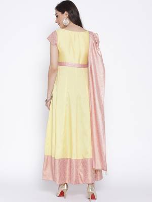 Yellow printed polyester kurta 2