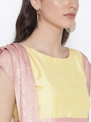 Yellow printed polyester kurta 5