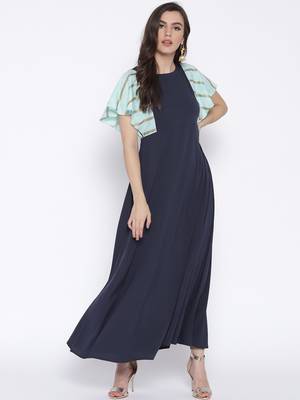 Blue printed crepe kurta 1