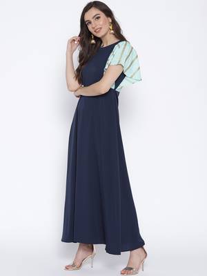 Blue printed crepe kurta 3