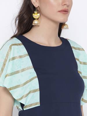 Blue printed crepe kurta 5
