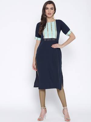 Blue printed crepe kurta 1