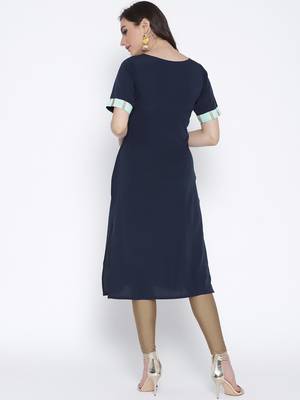 Blue printed crepe kurta 2