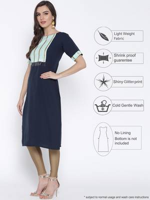 Blue printed crepe kurta 3