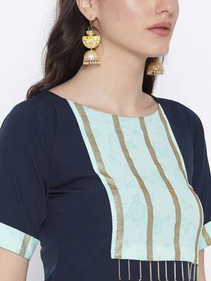Blue printed crepe kurta 5