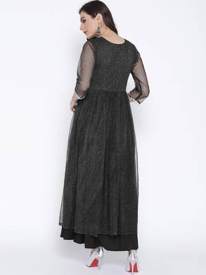 Black printed net kurta 2