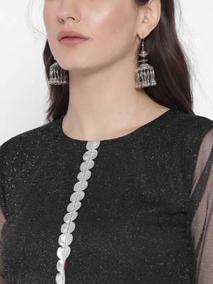 Black printed net kurta 5