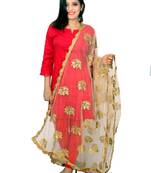 Golden net dupatta with embroidery work