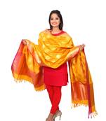 Gold and yellow banarasi dupatta with round design