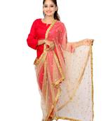 Golden net dupatta with embroidery work