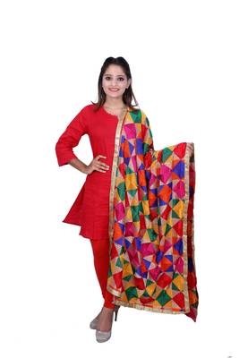 Multi colour triagle design with phulkari embroidery work 1