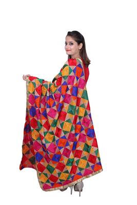 Multi colour triagle design with phulkari embroidery work 3