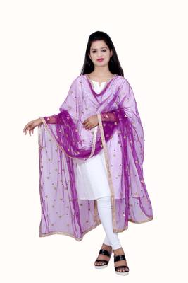 Wine net dupatta with embroidery work 1