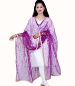 Wine net dupatta with embroidery work