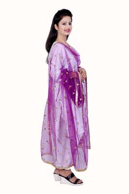 Wine net dupatta with embroidery work 2