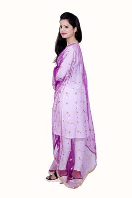 Wine net dupatta with embroidery work 3
