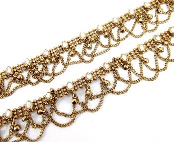 Traditional gold plated kundan anklet oa8 2