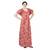 Red and white colour floral design printed square neck cotton nighty for ladies free size nightwear