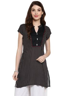 Black printed polyester kurti 1