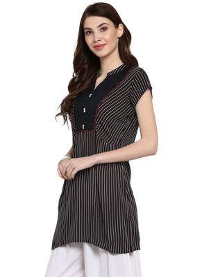 Black printed polyester kurti 3